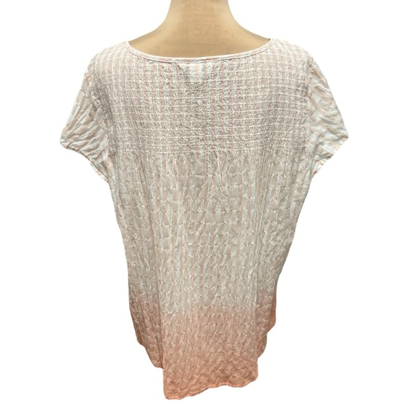 Christopher & Banks Women’s Blouse XL Ombré Peach/White Stripe Gauzy Cap Sleeve. - Picture 6 of 11